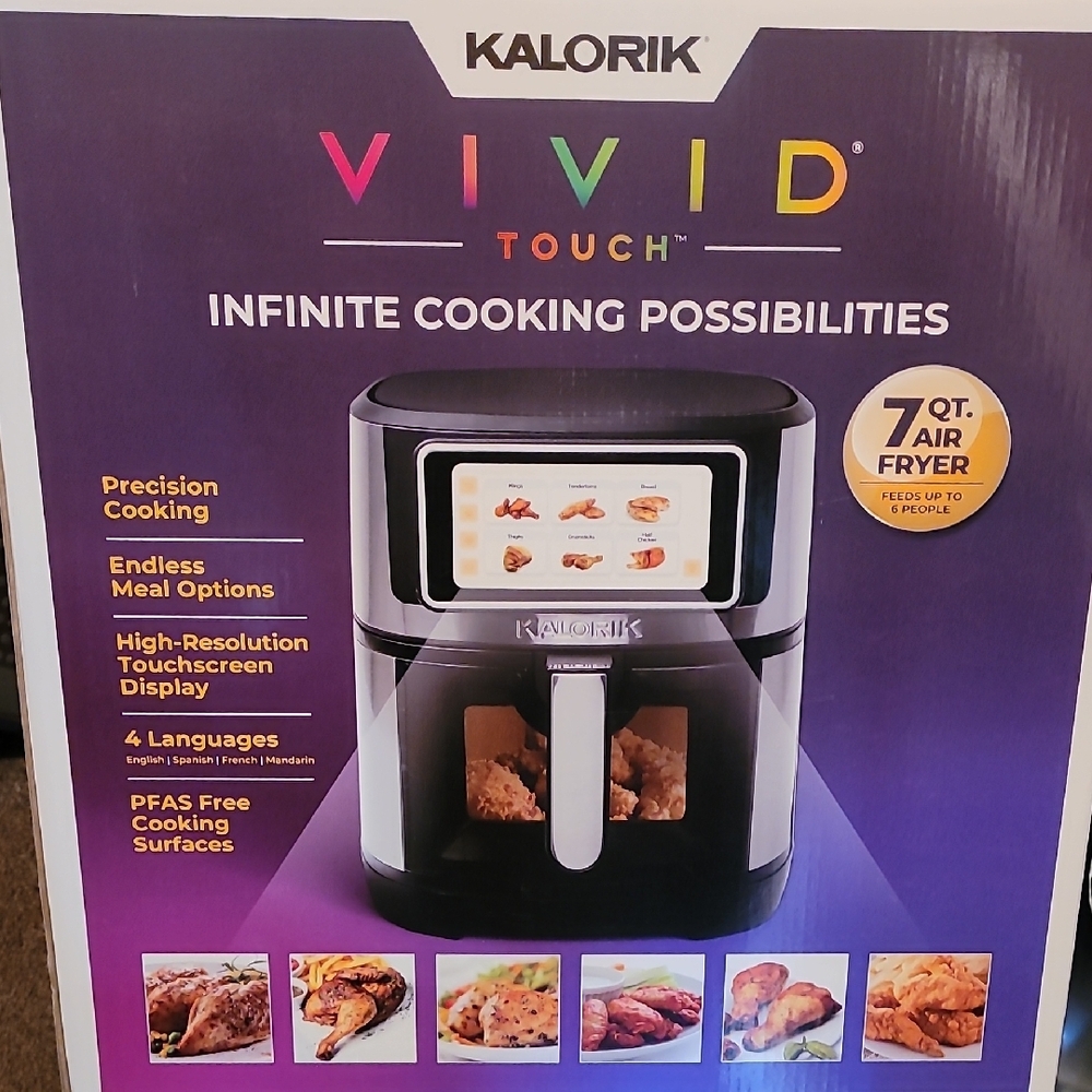 Kalorik Vivid Touch 7 QT AIR FRYER !!!! - Purple Gradient Box NEW IN BOX !!!
